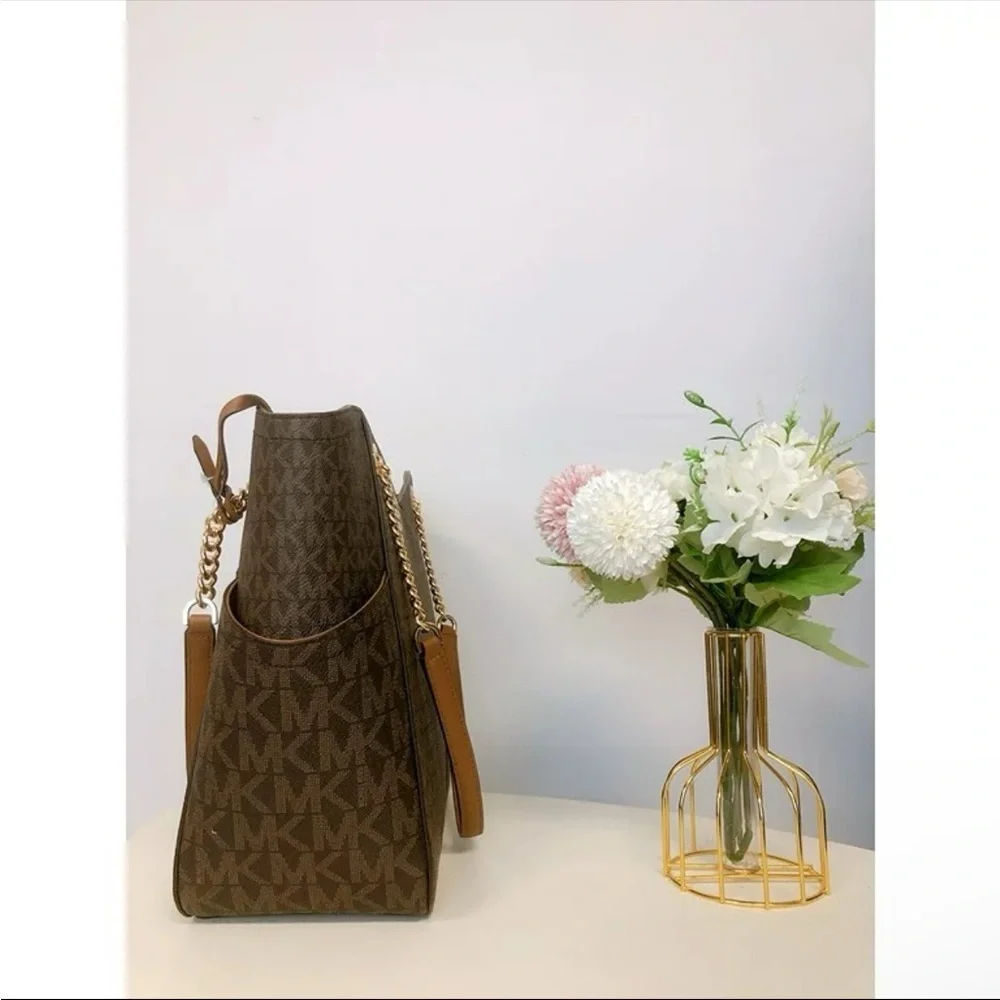 Michael Kors Brown MK Logo Chain-Handle Tote